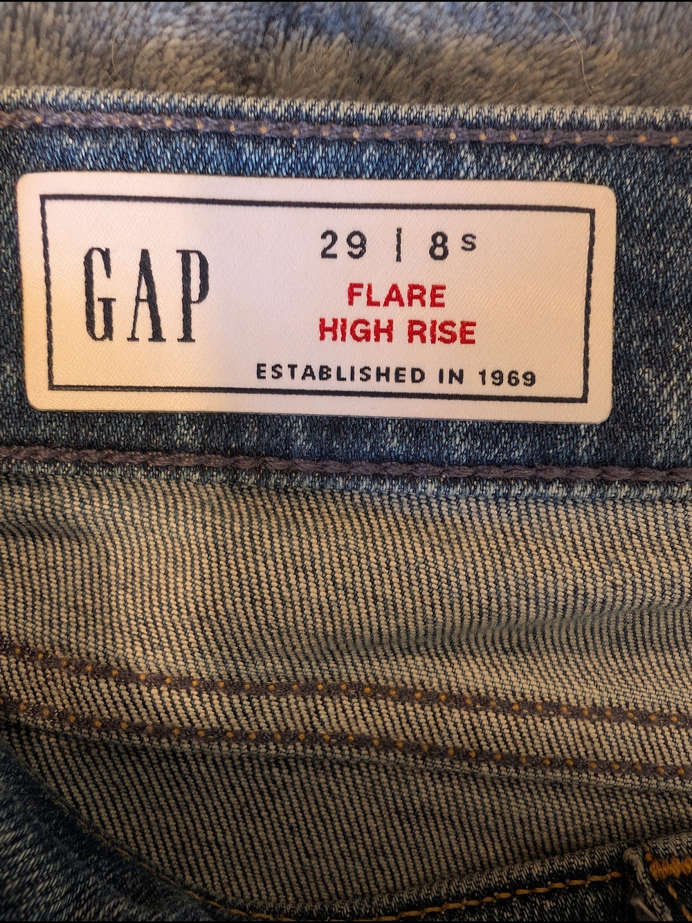 GAP Blue Flare Jeans with Front Patch Pockets - Picture 2 of 7
